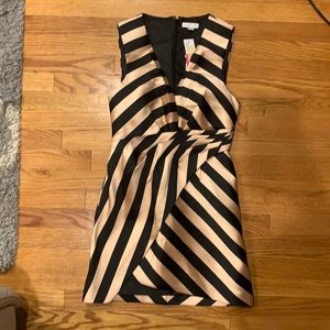 Top shop black and gold beige striped party dress